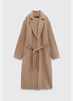 Zara woman handmade карамельне пальто вовна xs 8491/221