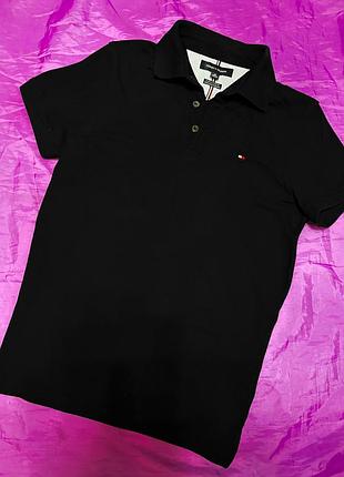 Жіночий поло tommy hilfiger оригінал темно синього кольору хс 100% бавовна