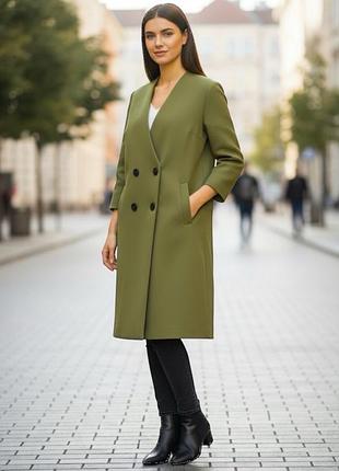 Новe стильнe пальто vero moda оливкове, прямий крій, розмір s