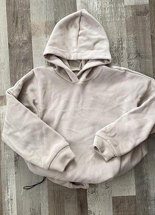 М'якеньке та затишне флісове худі oversize у ніжному бежевому / молочному відтінку.