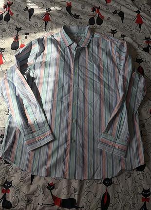 Tommybahama sarasota stretch чоловіча сорочка з довгим рукавом в різнокольорову смужку з карманом на груді