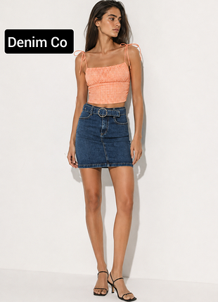 Спідниця жіноча міні джинсова синя з поясом від бренду denim co xs