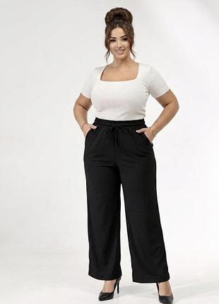 Нові трикотажні чорні штани бренду yours clothing (лінійка плюс-сайз) вільний та комфортний силует кюлоти палаццо великий розмір 3xl-7xl