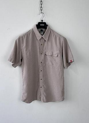 Сорочка трекінг the north face plaid short sleeve shirt m beige red modal hiking outdoor at8m