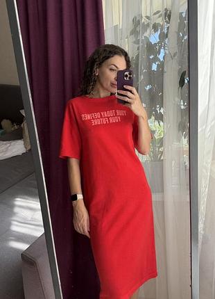 Сукня футболка червона від zara