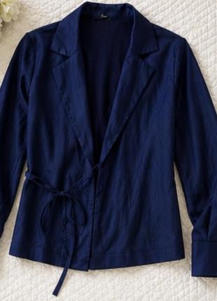 Жіночий синій жакет на зав'язках | легкий