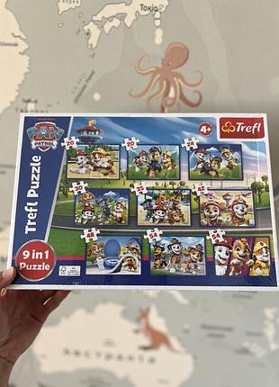 Пазли trefl щенячий патруль 9 в 1 paw patrol нові оригінал