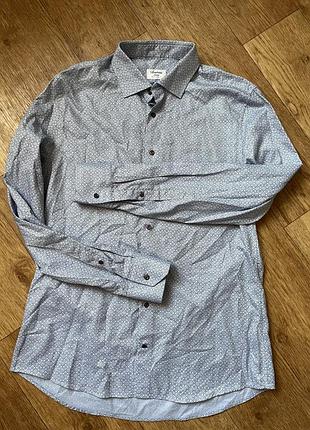 Мужская рубашка stenströms с геометрическим узором и маркировкой «slimline twofold stretch».