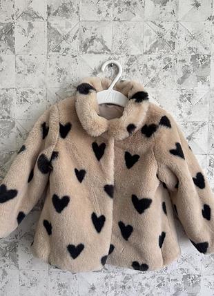 Шубка в сердечко на дівчинку h&m 86
