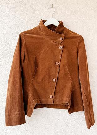 Асиметрична куртка oska з дрібного вельвету / жакет у стилі lagenlook / size 1/s-m