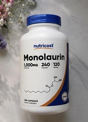 Nutricost, монолаурин, 240 капсул (500 мг в 1 капсулі)