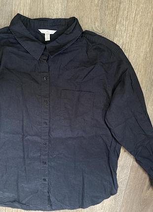 Чорна бавовняна сорочка оверсайз h&m
