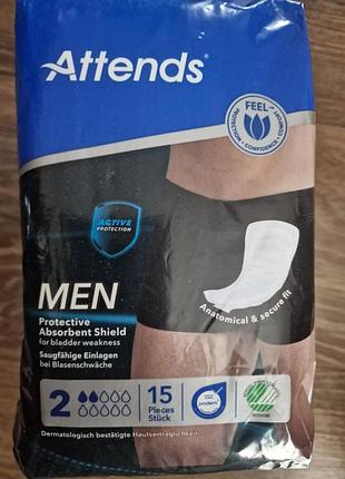 Мужские урологические прокладки attends for men protective shield 2