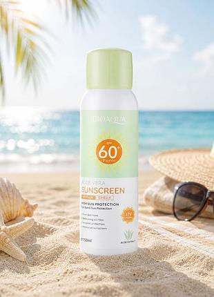 Новий сонцезахисний спрей bioaqua aloe vera sunscreen spf 60+ (150 мл)