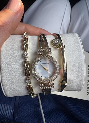 Новий набір anne klein ak/1868gbst - годинник + 2 браслети