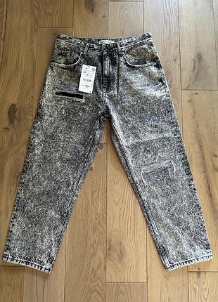 Джинси zara mom сірі