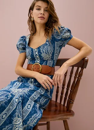 Polo ralph lauren хлопковое платье сукня миди пейсли цветочный принт