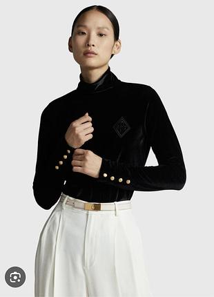 Оксамитова блузка з акцентними ґудзиками polo ralph lauren
