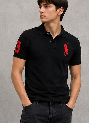 Чоловіче поло ralph lauren big pony чорне s оригінал