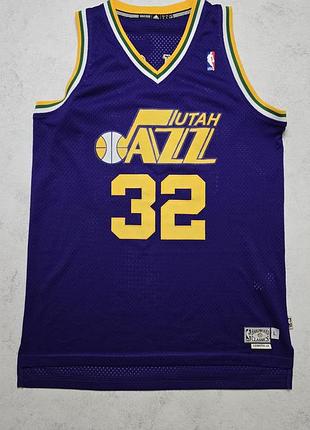Баскетбольна майка adidas karl malone #32 utah jazz 1985-86 hardwood classics soul swingman jersey