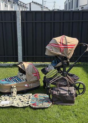 Розкішна коляска 2 в 1 cybex priam lux by karolina kurkova rosegold