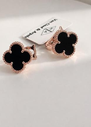 Нові србіні сережки ван кліф van cleef alhambra в рожевій позолоті