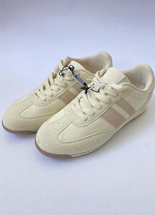 Новые женские бежевые кеды кроссовки reserved в стиле samba / gazelle, размер 38