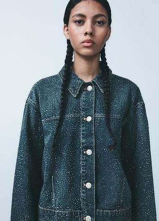 Куртка джинсова в стрази zara