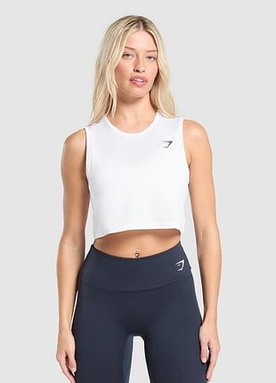 Спортивний білий жіночий топ gymshark  p. xs