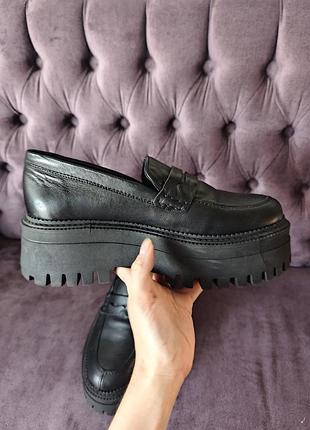 Bronx chanky loafer кожаные черные лоферы на массивной подошве
