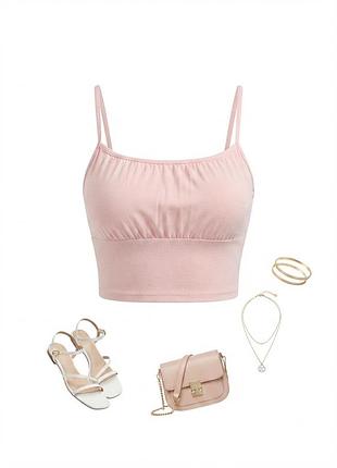 Женский розовый кроп-топ / майка divided h&m uk 6