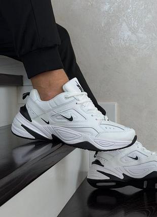 Мужские кроссовки nike m2k tekno white black найк белого с черными цветами
