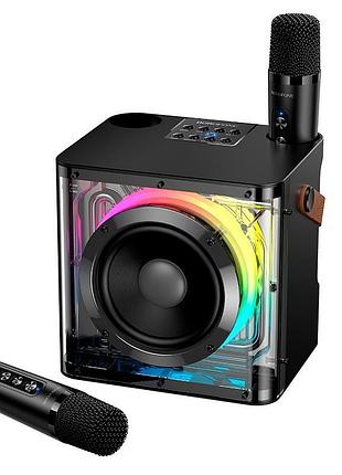 Акустика-караоке borofone deep rgb bt speaker with two wireless microphones dr23 |bt5.4, 15w, tf/usb/aux, 3-4h|