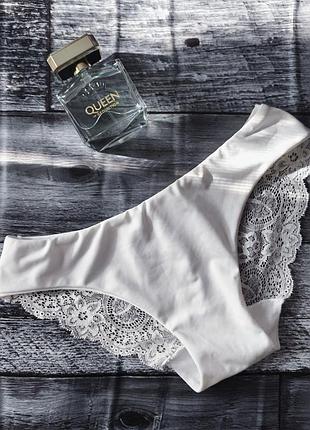 ✨🎀 трусики білі з мереживом victoria's secret s