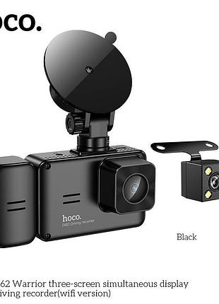 Видеорегистратор hoco di62 warrior three-screen simultaneous display driving recorder(wifi version) |720p front/480p rear/480p