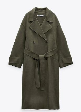 Zara  wool пальто вовна оливкове зелене розмір xs 7522/052