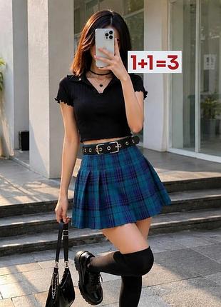 1+1=3 🎁 юбка тенниска плиссе в клетку от h&amp;m