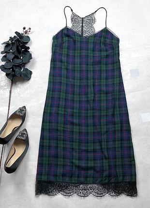 Сарафан  zara на тонких бретелях в бельевом стиле с кружевной спинкой, на груди подклад, бирки с составом нет, s-m.