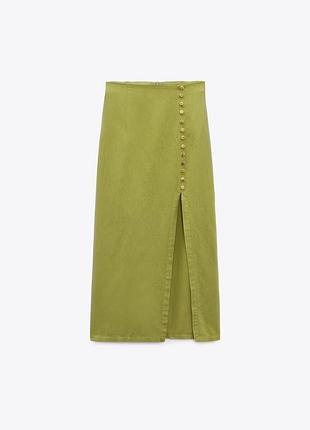 Лляна спідниця міді zara (незначний дефект)