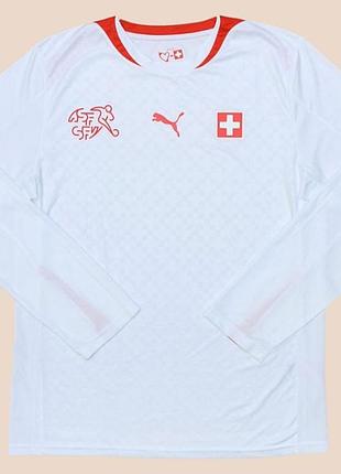 Выездная  мужская спортивная футболка puma сборной швейцарии сезона 2014-2015