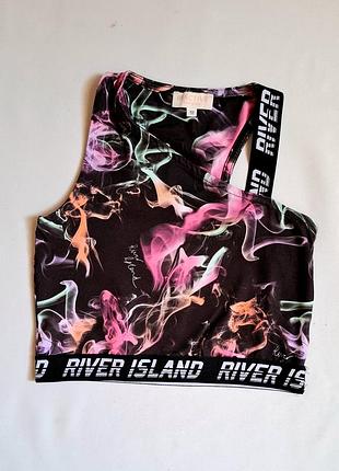 Спортивный кроп-топ river island с ярким абстрактным принтом на 9-10 лет