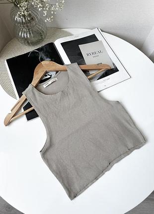 Сіро бежевий кроп топ в рубчик майка pull bear
