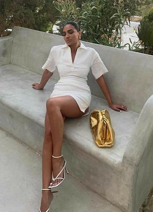 Льняна біла сукня zara