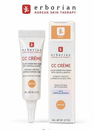 Крем сс для корекції тону шкіри erborian cc creme centella asiatica bronze 5 ml spf 25