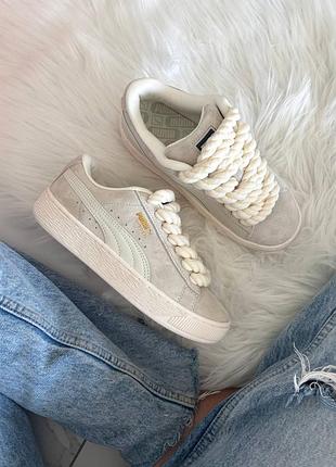 Puma suede xl beige rope laces
