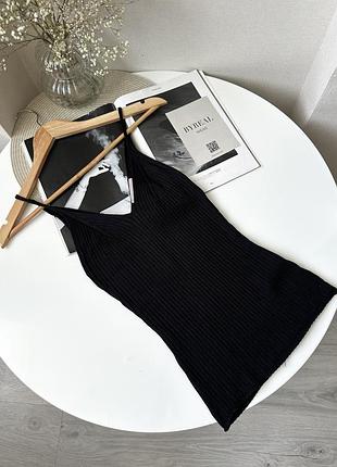 Чорний пружний топ в рубчик майка h&m