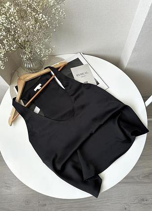 Чорний атласний топ блуза майка сатин h&m