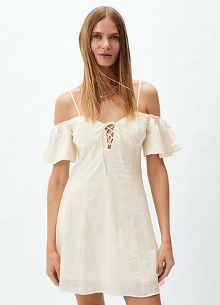 Біла літня сукня з голими плечима розмір l бренд h&m
