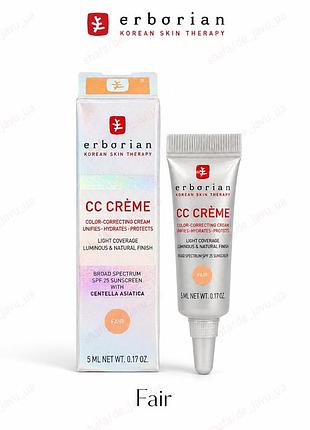 Крем сс для корекції тону шкіри erborian cc creme centella asiatica fair 5 ml