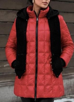 Яскравий жіночий пуховик snow owl m, натуральний пух, червоний